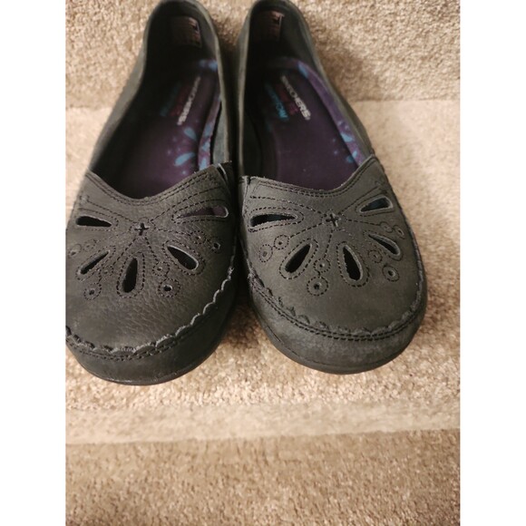 Skechers Relaxed Fit Memory Foam Career Flower Power Flats in Black Size 8 - Picture 3 of 10